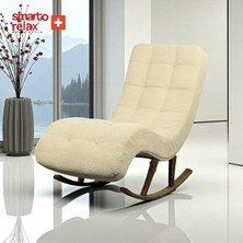 Smarto Relax Dinlenme Koltuğu Napoli 2 Serisi, – Sallanan Ergonomik Tasarım, Teddy/Şönil Kumaş, Modern Dekoratif Tekli Koltuk (Salon/Oturma Odası)(Ekru)