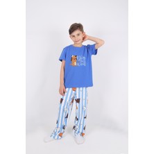 Erkek Çocuk Kısa Kollu Pamuklu Hayvan Desenli Pijama Takımı