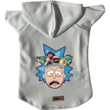 Kapişonlu Polar Sweatshirt Köpek ve Kedi Kıyafeti & Elbisesi - Beyaz Rick And Morty 2