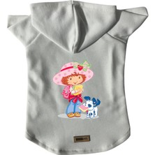 Kapişonlu Polar Sweatshirt Köpek ve Kedi Kıyafeti & Elbisesi - Beyaz Çilek Kız ve Köpek