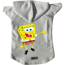 Kapişonlu Polar Sweatshirt Köpek ve Kedi Kıyafeti & Elbisesi - Beyaz Sponge Bob