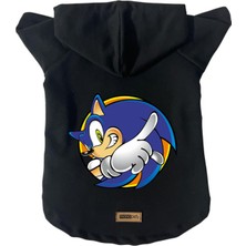 Kapişonlu Polar Sweatshirt Köpek ve Kedi Kıyafeti & Elbisesi - Siyah Sonic