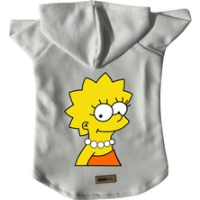 Kapişonlu Polar Sweatshirt Köpek ve Kedi Kıyafeti & Elbisesi - Beyaz Lisa Simpson