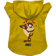 Kapişonlu Polar Sweatshirt Köpek ve Kedi Kıyafeti & Elbisesi - Sarı Yeni Tazmanya Canavarı