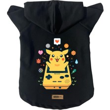 Kapişonlu Polar Sweatshirt Köpek ve Kedi Kıyafeti & Elbisesi - Siyah Yeni Pikachu