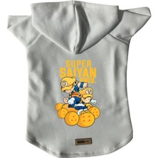 Kapişonlu Polar Sweatshirt Köpek ve Kedi Kıyafeti & Elbisesi - Beyaz Goku Vegeta