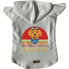 Kapişonlu Polar Sweatshirt Köpek ve Kedi Kıyafeti & Elbisesi - Beyaz Every Snack You Make