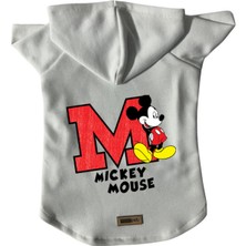 Kapişonlu Polar Sweatshirt Köpek ve Kedi Kıyafeti & Elbisesi - Beyaz Yeni Mickey 2