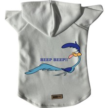 Kapişonlu Polar Sweatshirt Köpek ve Kedi Kıyafeti & Elbisesi - Beyaz Road Runner