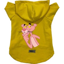 Kapişonlu Polar Sweatshirt Köpek ve Kedi Kıyafeti & Elbisesi - Sarı Pembe Panter