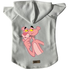 Kapişonlu Polar Sweatshirt Köpek ve Kedi Kıyafeti & Elbisesi - Beyaz Pembe Panter