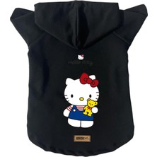 Kapişonlu Polar Sweatshirt Köpek ve Kedi Kıyafeti & Elbisesi - Siyah Hello Kitty