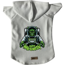 Kapişonlu Polar Sweatshirt Köpek ve Kedi Kıyafeti & Elbisesi - Beyaz Astronot Frankenstein