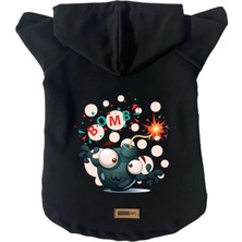 Kapişonlu Polar Sweatshirt Köpek ve Kedi Kıyafeti & Elbisesi - Siyah Boomb