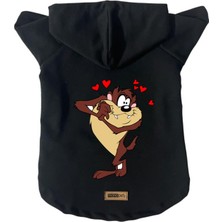 Kapişonlu Polar Sweatshirt Köpek ve Kedi Kıyafeti & Elbisesi - Siyah Yeni Tazmanya Canavarı