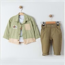Cepli Gömlek , Pantolon , T-Shirt  3parça Erkek Bebek Takım MNK31106