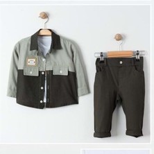 Cepli Gömlek , Pantolon , T-Shirt  3parça Erkek Bebek Takım MNK31103