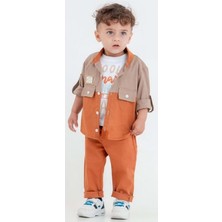 Cepli Gömlek , Pantolon , T-Shirt  3parça Erkek Bebek Takım MNK31103