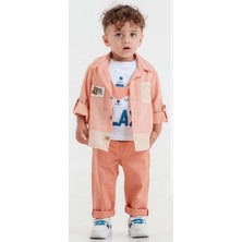 Cepli Gömlek , Pantolon , T-Shirt  3parça Erkek Bebek Takım MNK31106