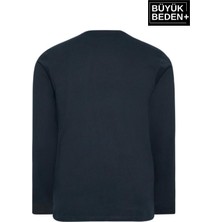 Erkek Büyük Beden Uzun Kollu 2 Iplik Bisiklet Yaka Tişört