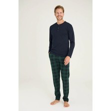 Kly Uzun Kol Ekoseli Erkek Pijama Takım 9221