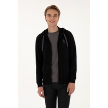U.S. Polo Assn. Erkek Regular Fit Regular Fit Fermuarlı Kapüşonlu Siyah Örme Hırka 50307765-VR046