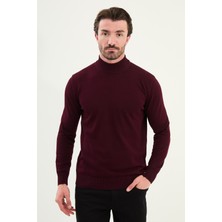 Düz Slim Fit Yarım Balıkçı Yaka Erkek Triko Kazak