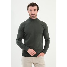 Düz Slim Fit Yarım Balıkçı Yaka Erkek Triko Kazak