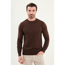 Desenli Slim Fit Bisiklet Yaka Erkek Triko Kazak