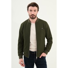Çizgili Slim Fit Hakim Yaka Erkek Mont