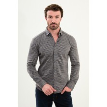 Desenli Slim Fit Uzun Kollu Oduncu Yün Erkek Gömlek