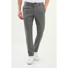 Düz Super Slim Fit Beli Lastikli Ipli Yün Erkek Pantolon