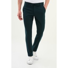 Düz Super Slim Fit Beli Lastikli Ipli Yün Erkek Pantolon