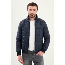 Kapitone Slim Fit Hakim Yaka Şişme Erkek Mont