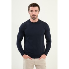 Düz Slim Fit Bisiklet Yaka Basic Erkek Triko Kazak