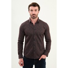 Desenli Slim Fit Uzun Kollu Oduncu Yün Erkek Gömlek