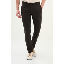 Düz Super Slim Fit Beli Lastikli Ipli Yün Erkek Pantolon