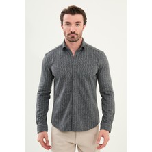 Çizgili Slim Fit Uzun Kollu Oduncu Yün Erkek Gömlek