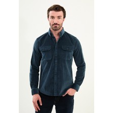 Düz Slim Fit Uzun Kollu Kadife Erkek Gömlek