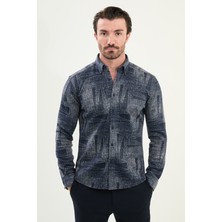 Desenli Slim Fit Uzun Kollu Oduncu Yün Erkek Gömlek