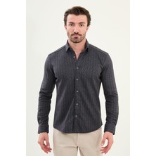 Çizgili Slim Fit Uzun Kollu Oduncu Yün Erkek Gömlek