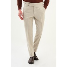 Dokulu Slim Fit Kemerli Yün Erkek Pantolon