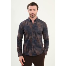 Desenli Slim Fit Uzun Kollu Oduncu Yün Erkek Gömlek
