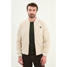Çizgili Slim Fit Hakim Yaka Erkek Mont