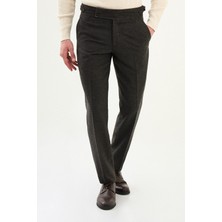 Dokulu Slim Fit Kemerli Yün Erkek Pantolon