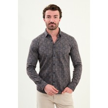 Desenli Slim Fit Uzun Kollu Oduncu Yün Erkek Gömlek