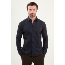 Desenli Slim Fit Uzun Kollu Oduncu Yün Erkek Gömlek