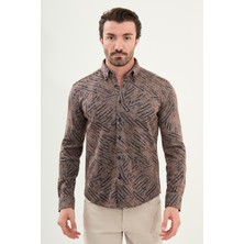 Desenli Slim Fit Uzun Kollu Oduncu Yün Erkek Gömlek
