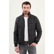 Kapitone Slim Fit Hakim Yaka Şişme Erkek Mont
