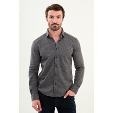 Çizgili Slim Fit Uzun Kollu Oduncu Yün Erkek Gömlek